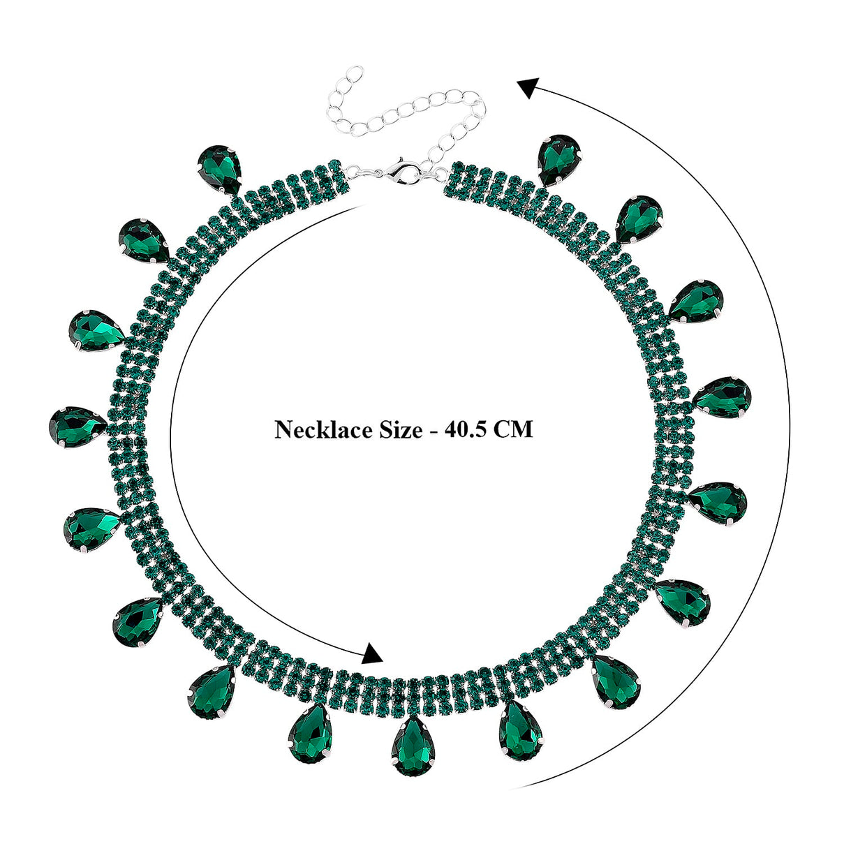 Green Crystal Necklace (Size - 16+3) V32520649 7