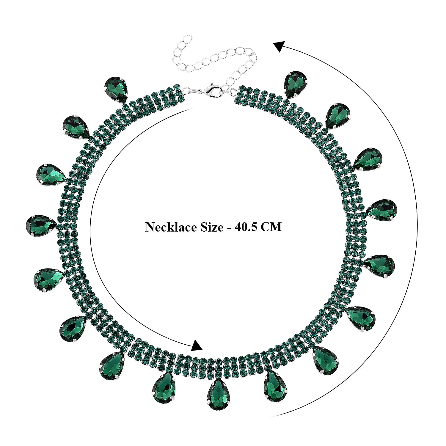 Green Crystal Necklace (Size - 16+3) V32520649 7