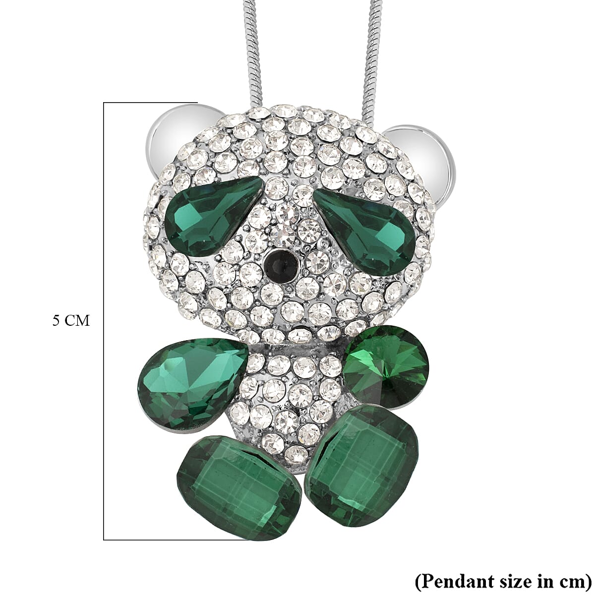 Green and White Austrian Crystal Teddy Pendant with Chain (Size 29) 4276756 4
