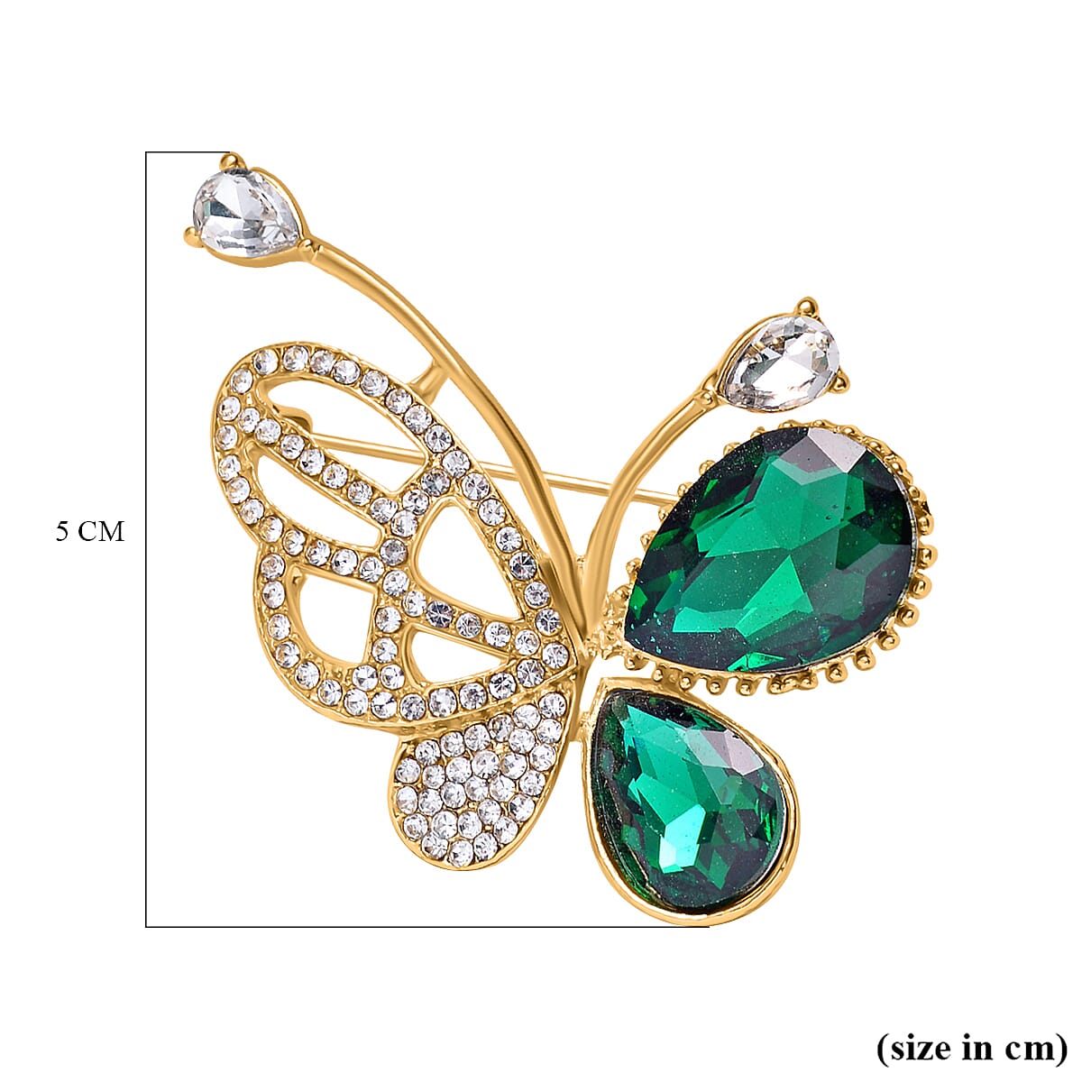 Neon Green Austrian Crystal &amp; White Austrian Crystal Butterfly Brooch 7602194 4
