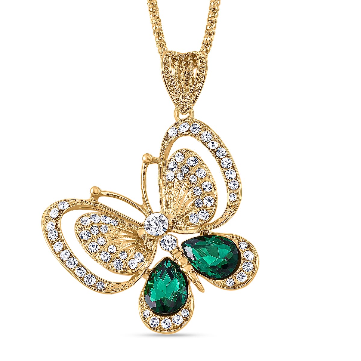 Green &amp; White Crystal  Necklace (Size - 24) 7932397 0