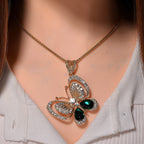 Green & White Crystal  Necklace (Size - 24)