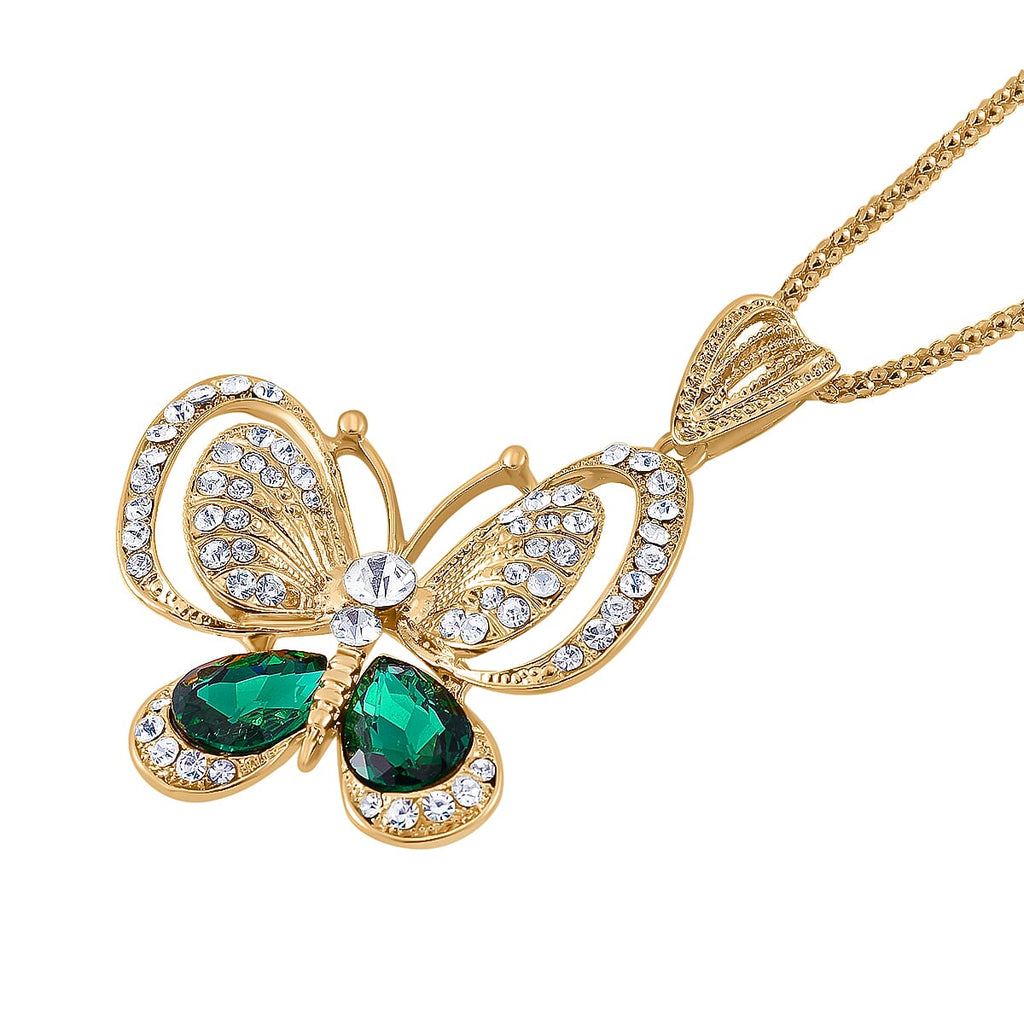 Green & White Crystal  Necklace (Size - 24)
