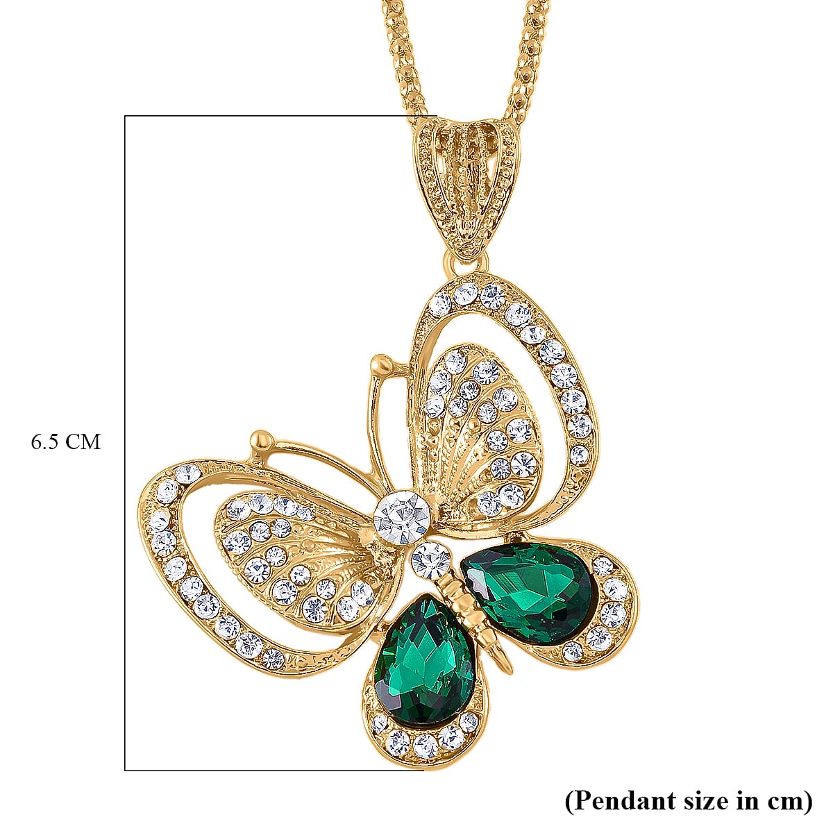 Green &amp; White Crystal  Necklace (Size - 24) 7932397 5