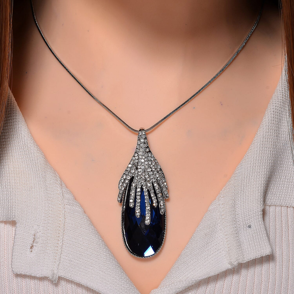 Blue &amp; White Crystal Necklace (Size - 24) 7932417 2