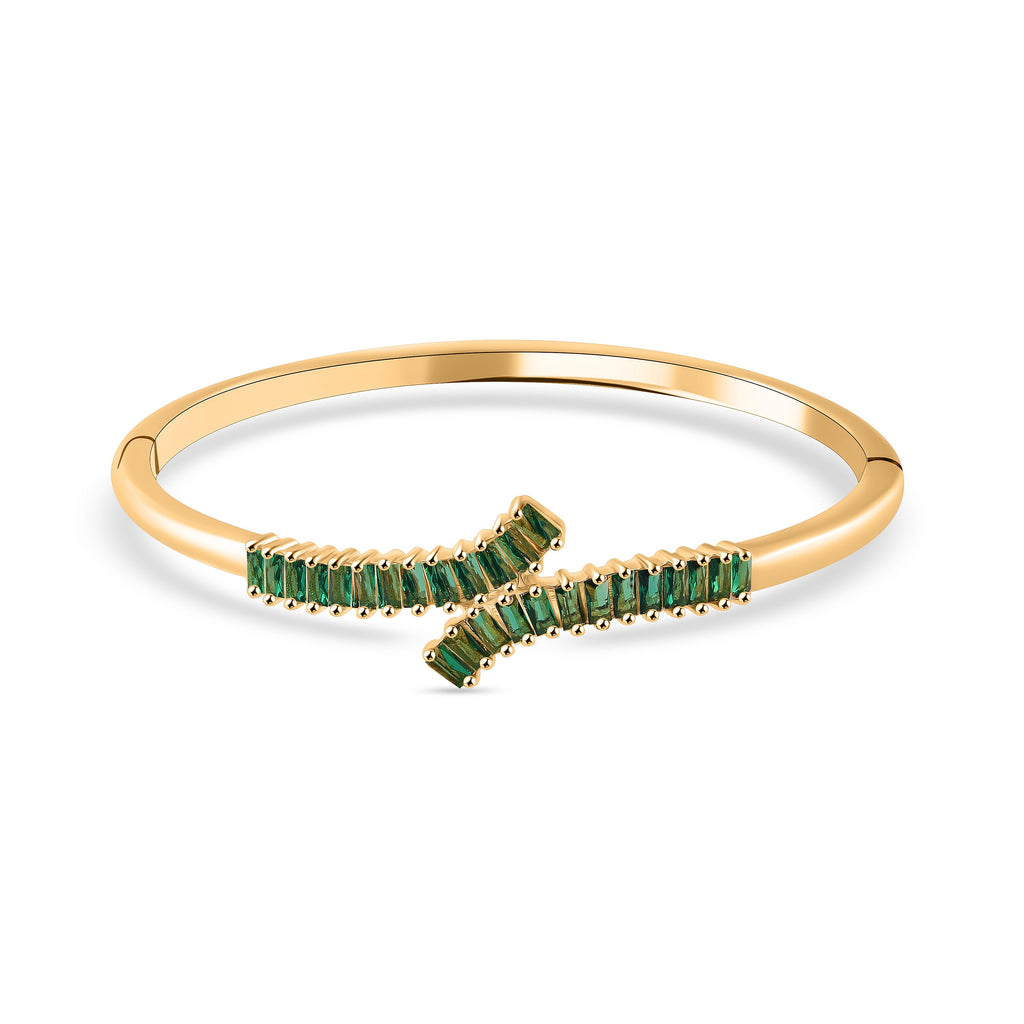 Green Cubic Zirconia  Bangle (Size 7.5)  5.0 Ct.