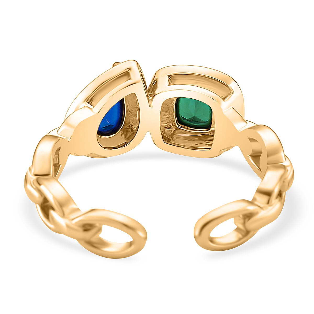 Toi Et Moi Emerald Cubic Zirconia &amp; Sapphire Cubic Zirconia Adjustable Ring 8164037 4
