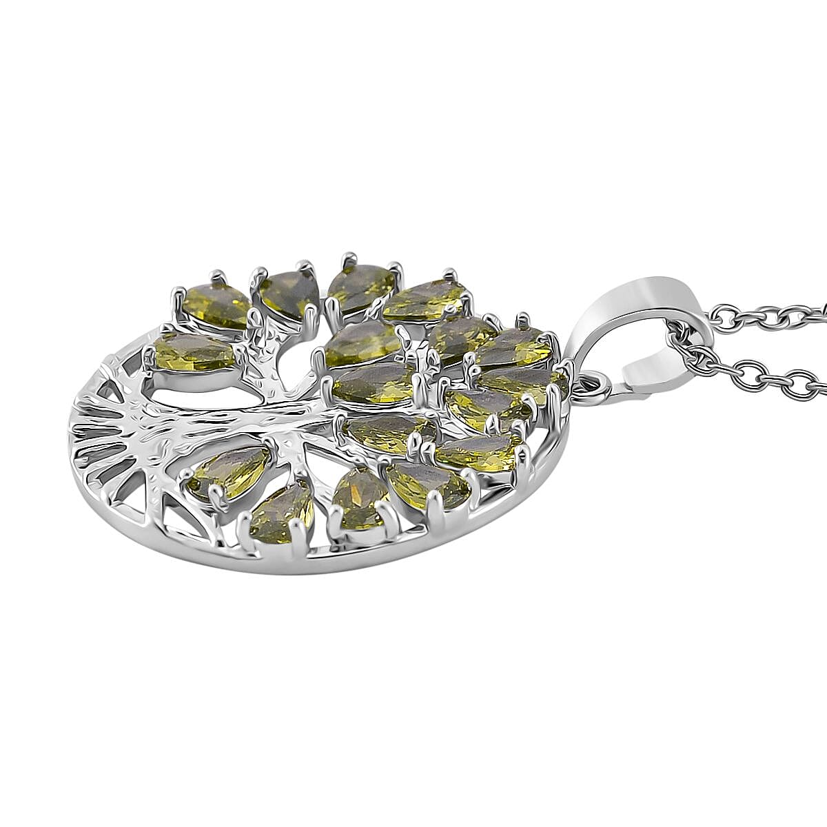 Green Cubic Zirconia Tree of Life Necklace (Size - 20) 6.00 Ct. 8252500 3
