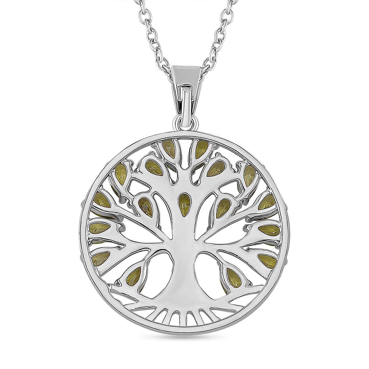 Green Cubic Zirconia Tree of Life Necklace (Size - 20) 6.00 Ct. 8252500 4