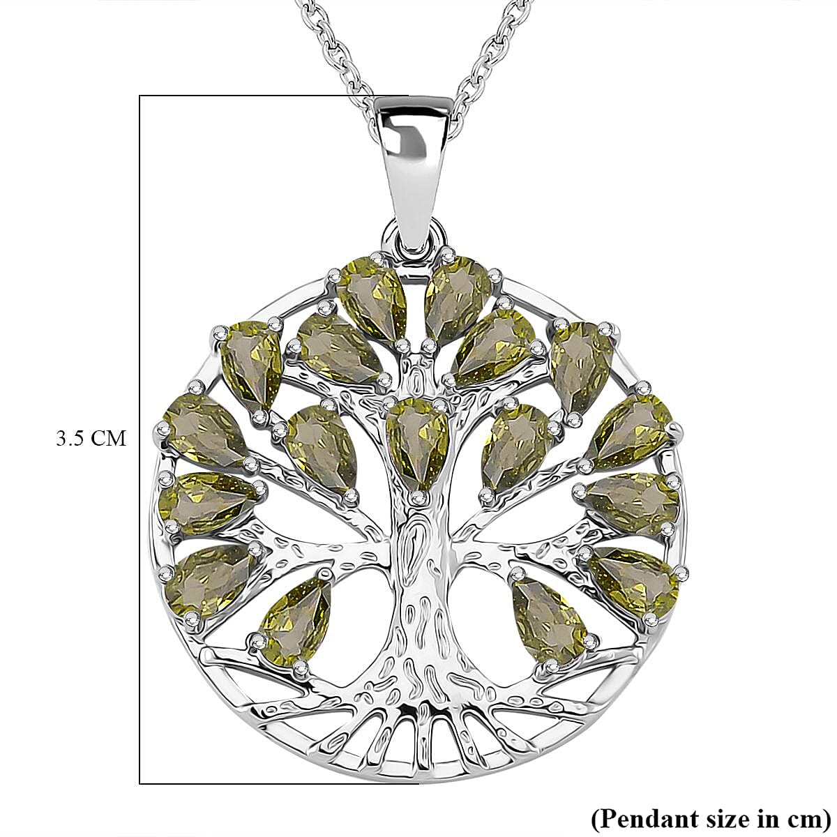 Green Cubic Zirconia Tree of Life Necklace (Size - 20) 6.00 Ct. 8252500 6