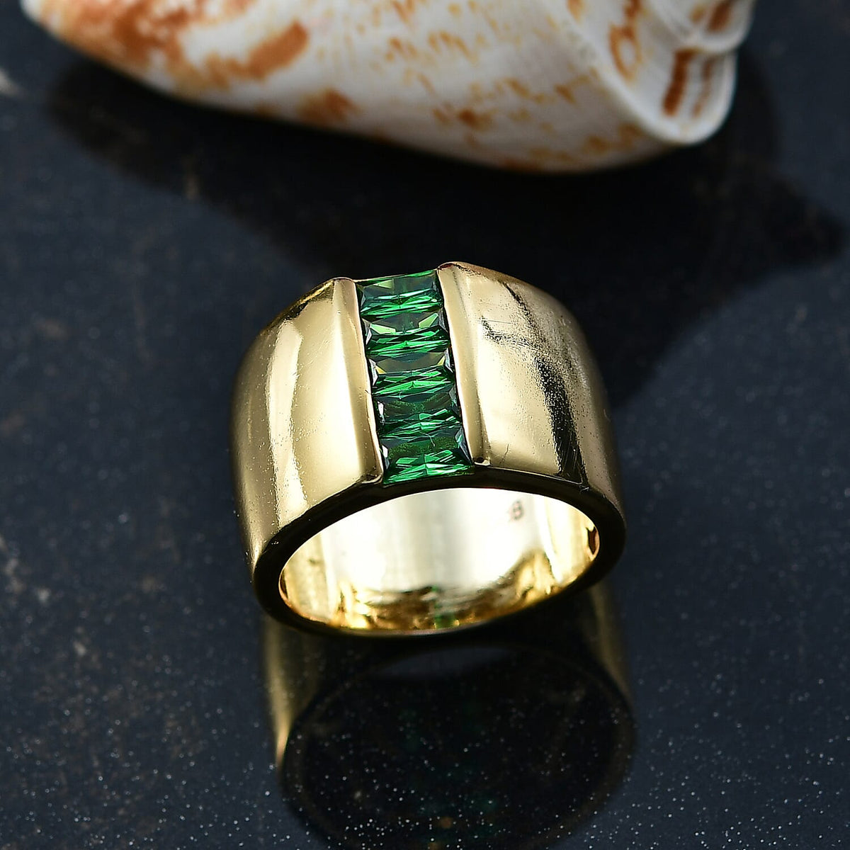Green Cubic Zirconia Ring in Yellow Gold Plated 1.64 Ct. 8119334 1