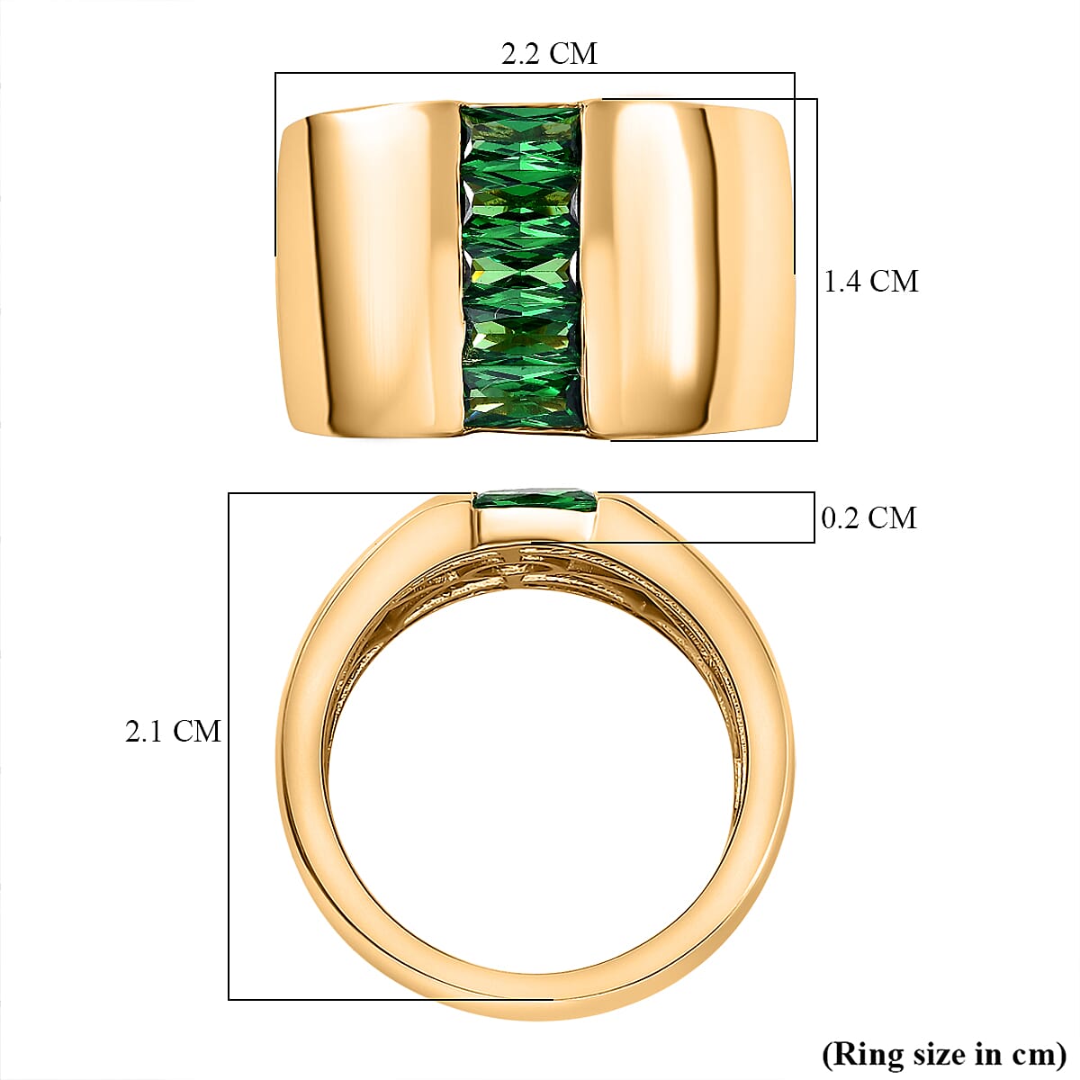 Green Cubic Zirconia Ring in Yellow Gold Plated 1.64 Ct. 8119334 5
