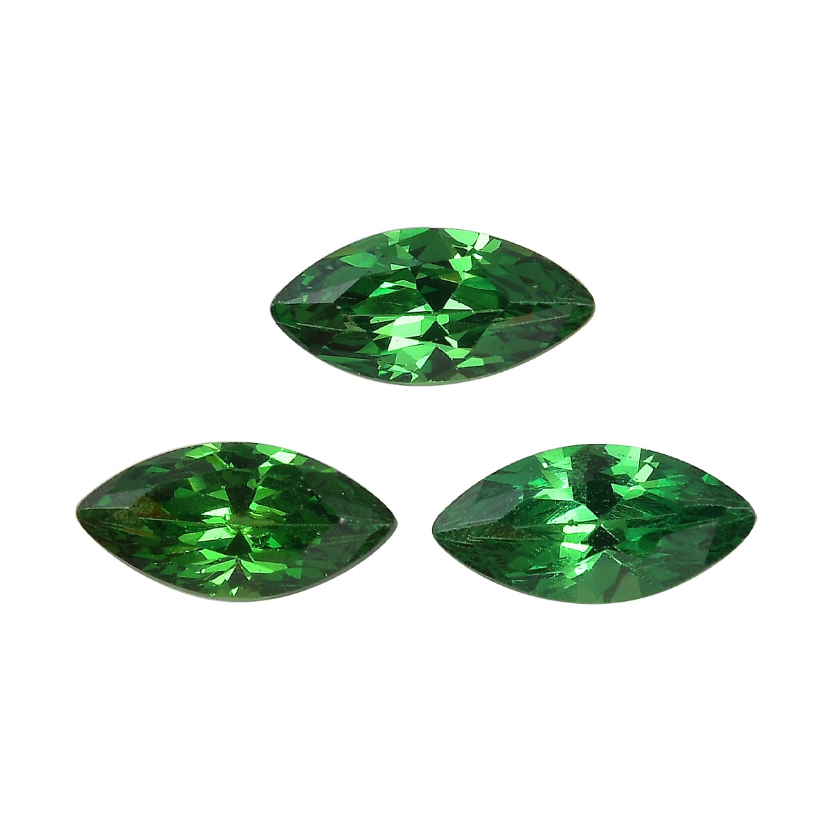Set of 3 Green Cubic Zirconia Loose Gemstones in Marquee Shape 0.96 Ct. 8062458 0