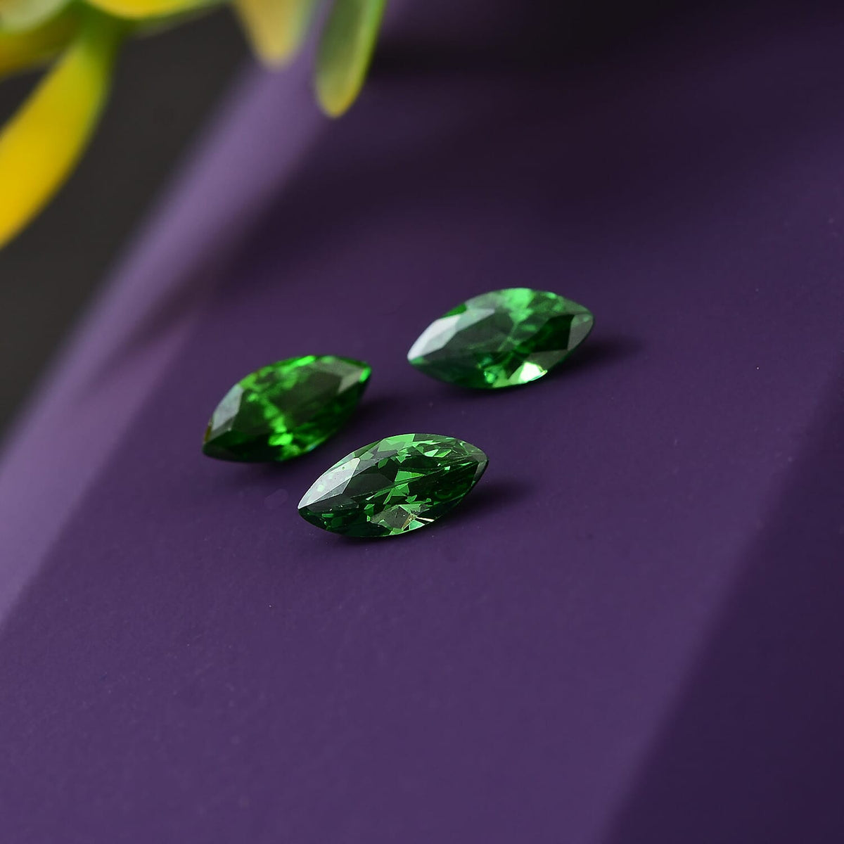 Set of 3 Green Cubic Zirconia Loose Gemstones in Marquee Shape 0.96 Ct. 8062458 1