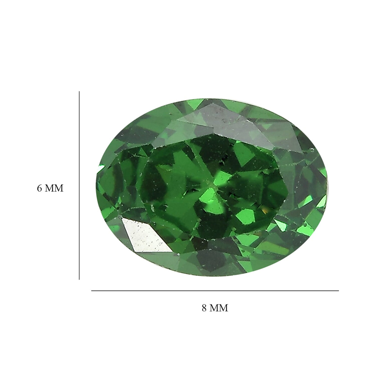 Green Cubic Zirconia Oval Cut Cut 8X6 mm Gemstone, 1.74 Ct 8499117 3