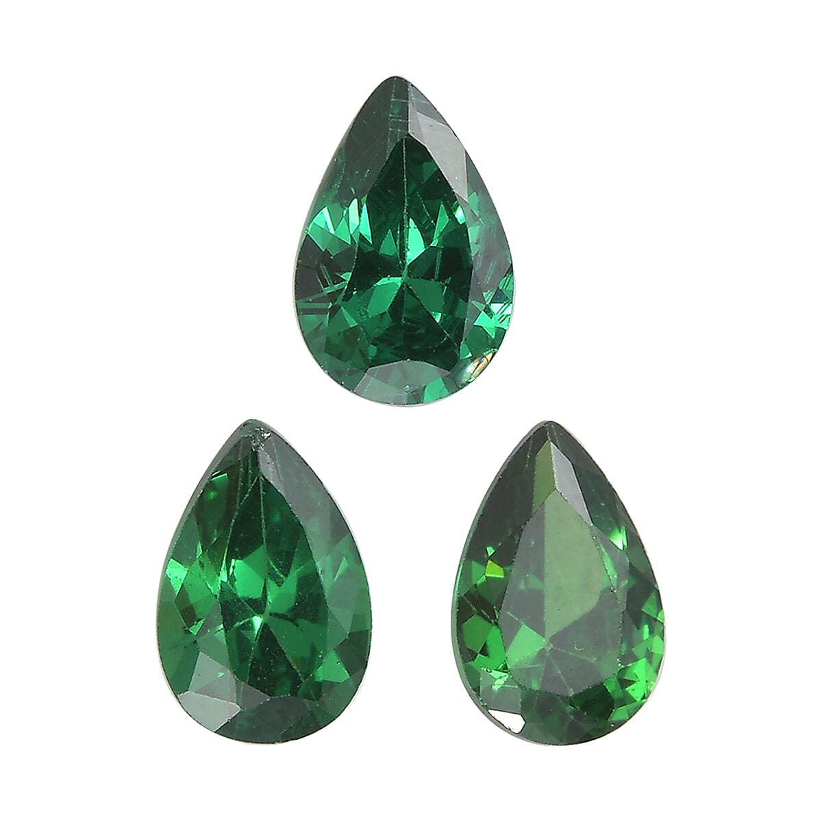Set of 3 Green Cubic Zirconia Loose Gemstones in Pear Shape 1.73 Ct. 8062465 0