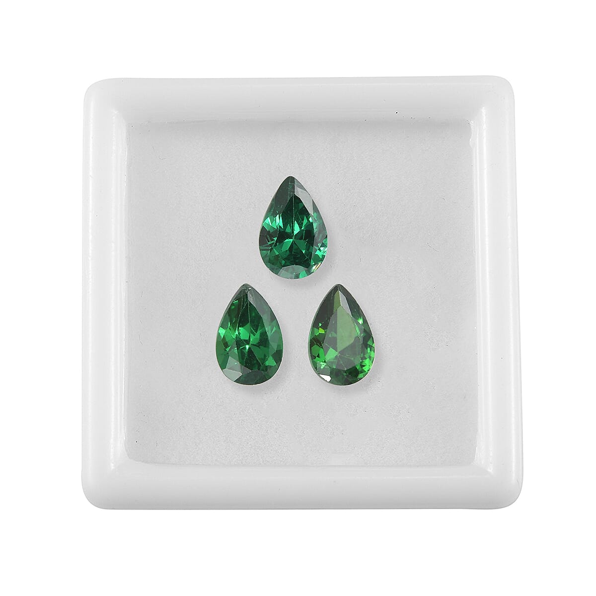 Set of 3 Green Cubic Zirconia Loose Gemstones in Pear Shape 1.73 Ct. 8062465 3