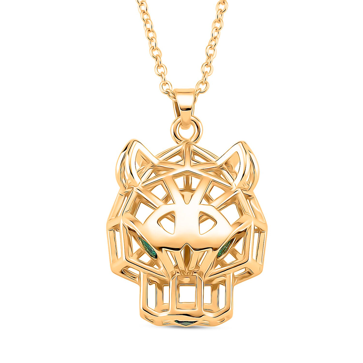 Green Cubic Zirconia Pendant with Chain (Size 20 - 2 Ext) in Yellow Gold Plated 4404924 0