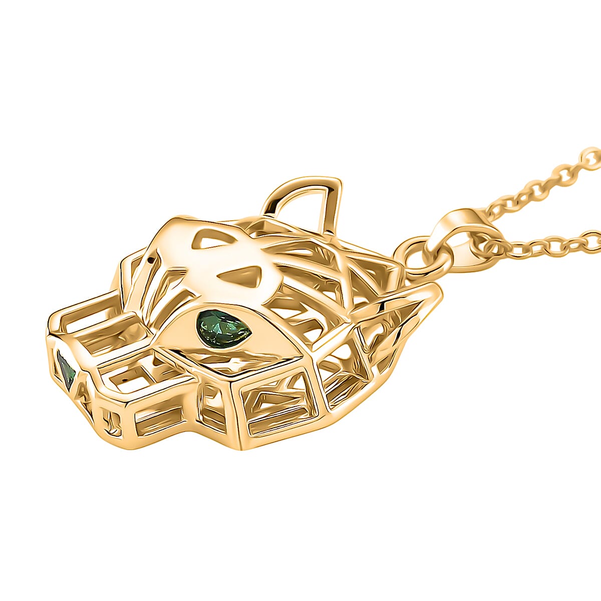 Green Cubic Zirconia Pendant with Chain (Size 20 - 2 Ext) in Yellow Gold Plated 4404924 3