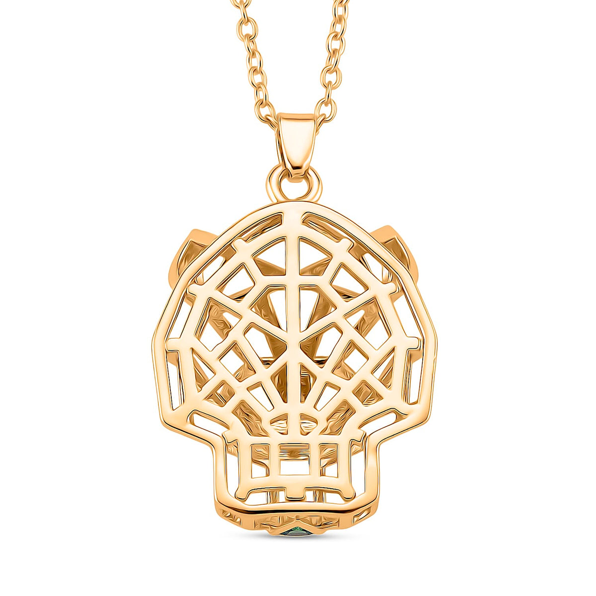 Green Cubic Zirconia Pendant with Chain (Size 20 - 2 Ext) in Yellow Gold Plated 4404924 4
