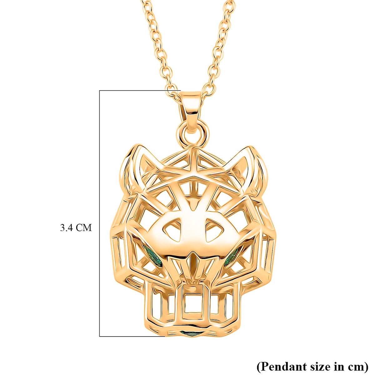 Green Cubic Zirconia Pendant with Chain (Size 20 - 2 Ext) in Yellow Gold Plated 4404924 6