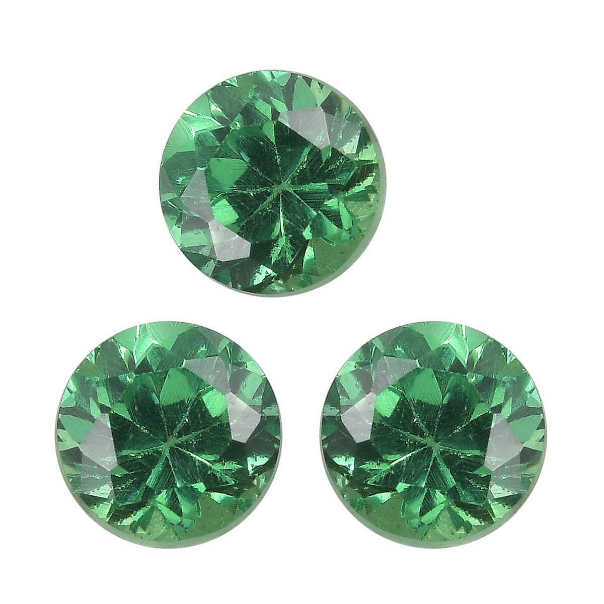 2.29 Ct. Set of 3 Green Cubic Zirconia Loose Gemstones in Round Shape 8062466 0