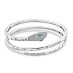 BIGGEST DESIGNER CLOSEOUT - Biacco Collection - Green Cubic Zirconia & White Cubic Zirconia Serpent Bangle (Size 7.5)