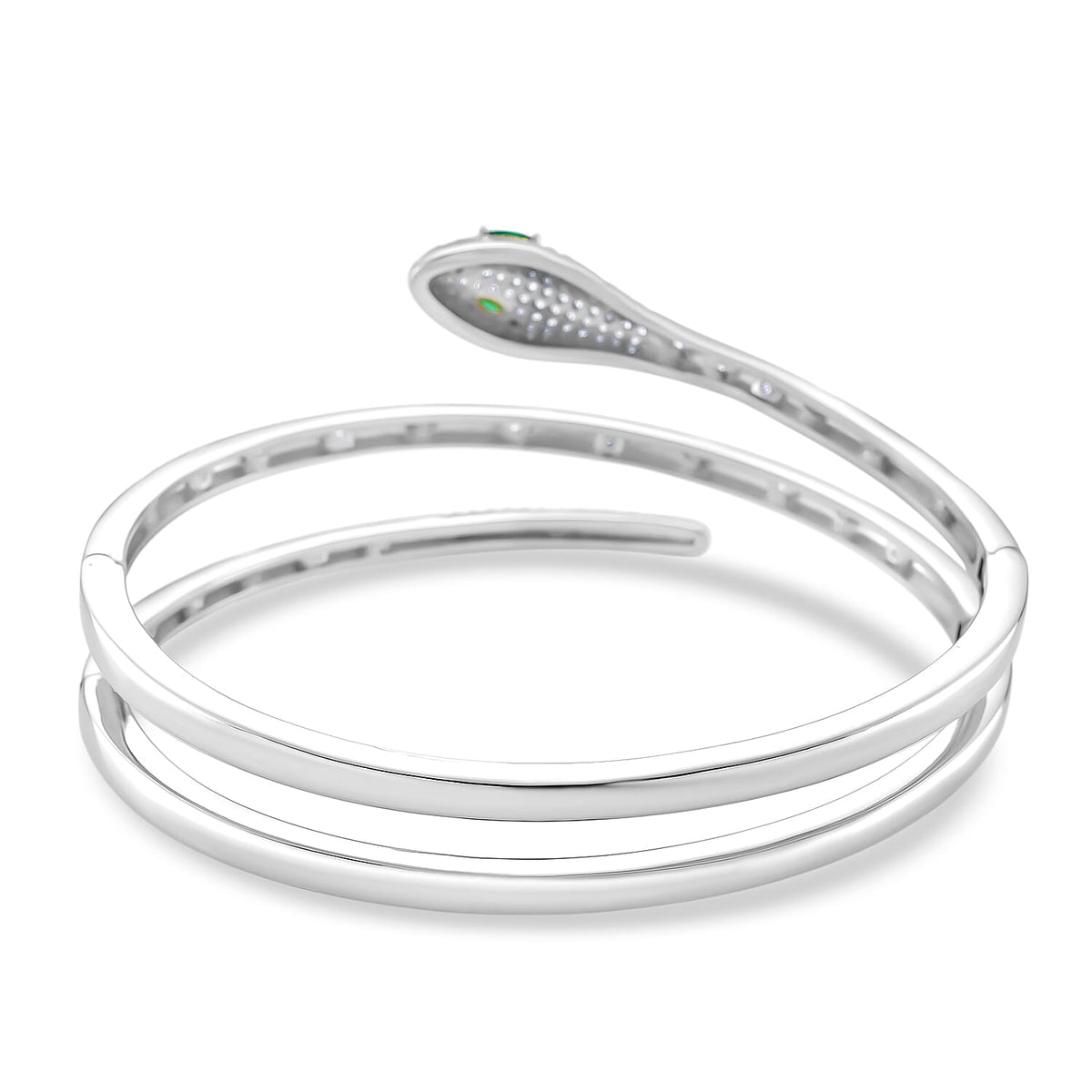 BIGGEST DESIGNER CLOSEOUT - Biacco Collection - Green Cubic Zirconia &amp; White Cubic Zirconia Serpent Bangle (Size 7.5) V32707736 4