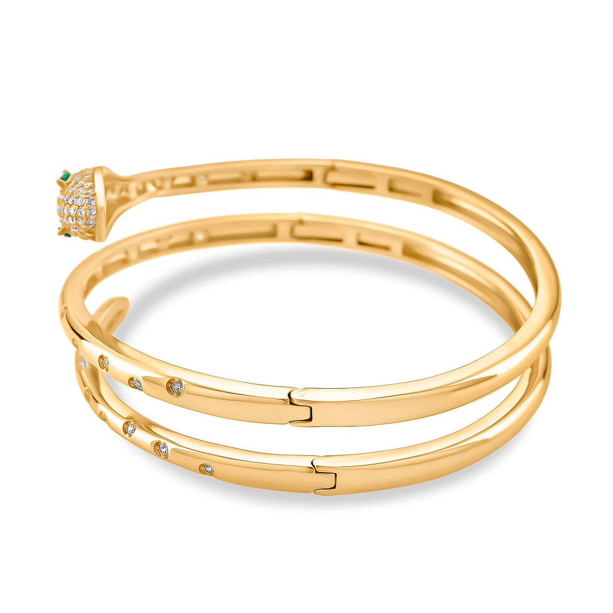 Green Cubic Zirconia, White Cubic Zirconia Bangle Pure Yellow Brass 1 Ct. 8211521 3