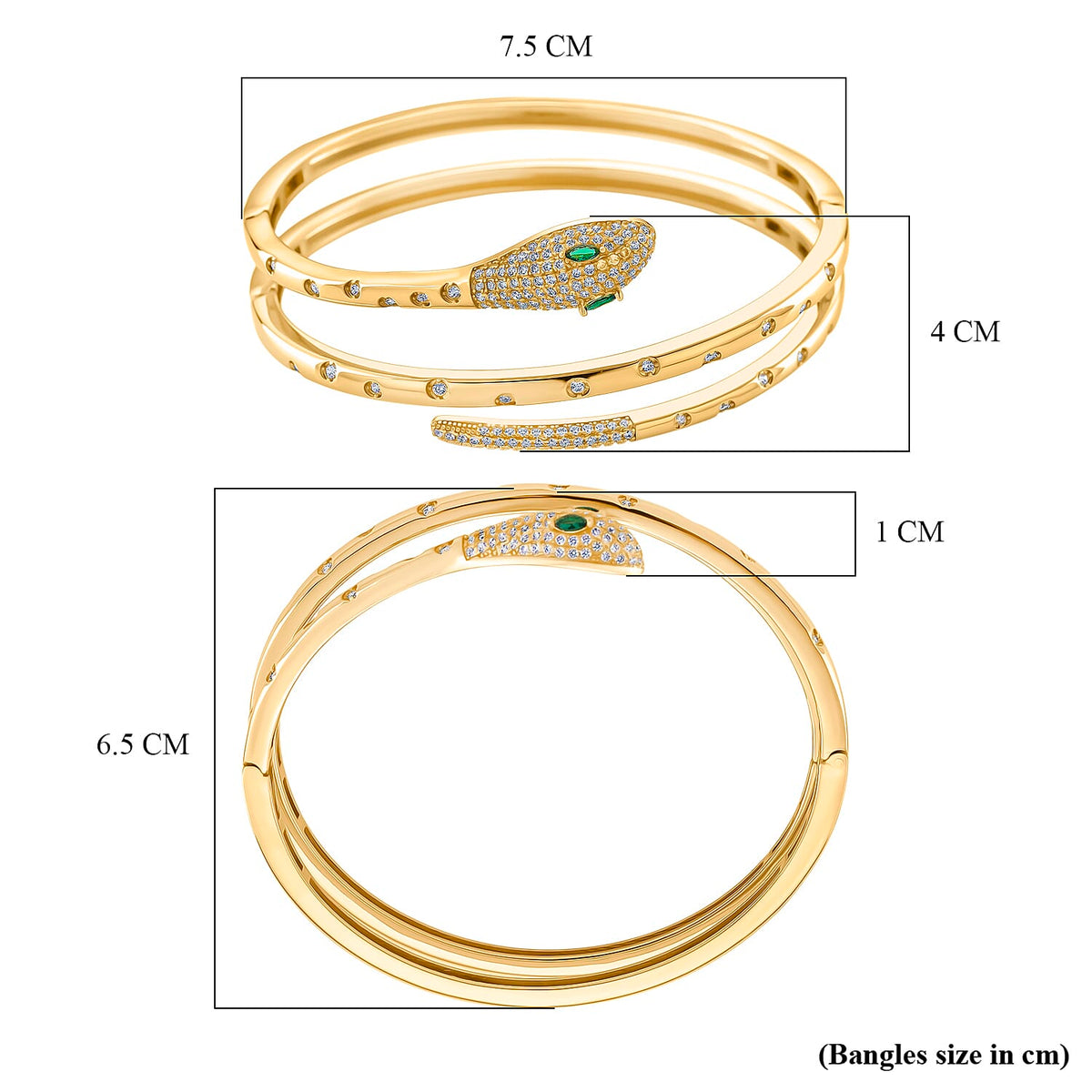 Green Cubic Zirconia, White Cubic Zirconia Bangle Pure Yellow Brass 1 Ct. 8211521 5