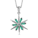 Lustro Stella - Green Cubic Zirconia, White Cubic Zirconia  Necklace (Size - 20)