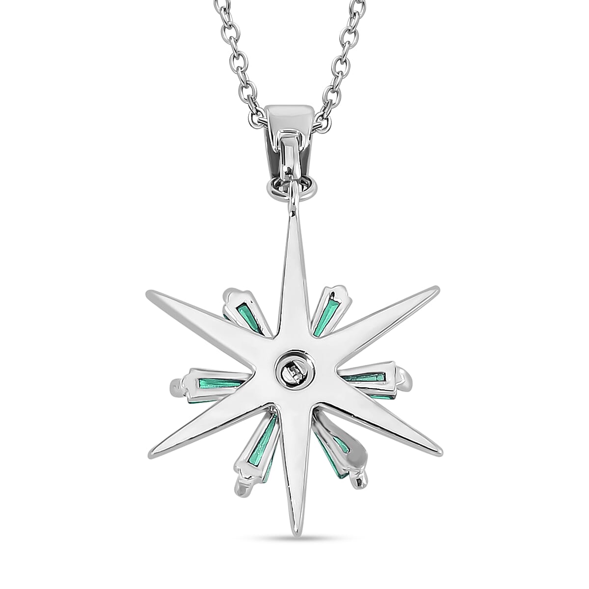 Lustro Stella - Green Cubic Zirconia, White Cubic Zirconia Firework Necklace (Size - 20) 7713370 4