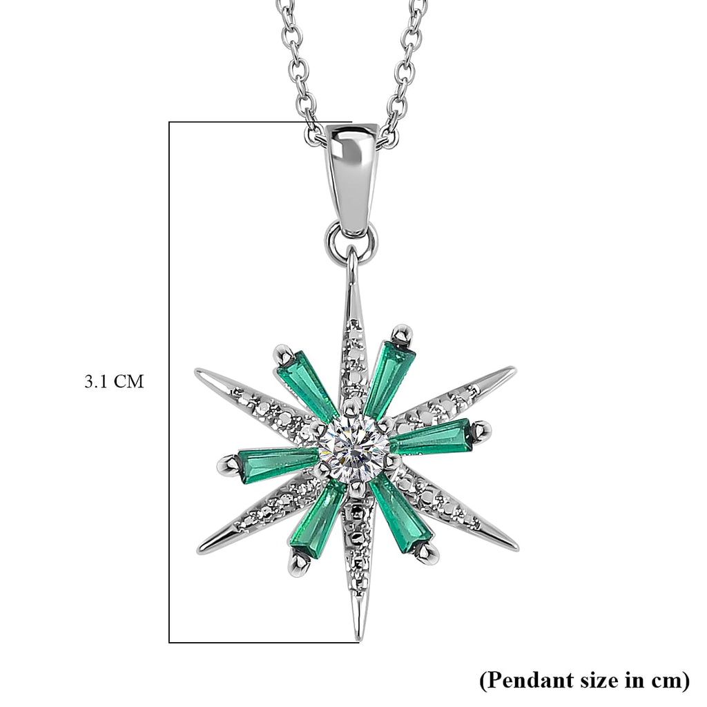 Lustro Stella - Green Cubic Zirconia, White Cubic Zirconia  Necklace (Size - 20)