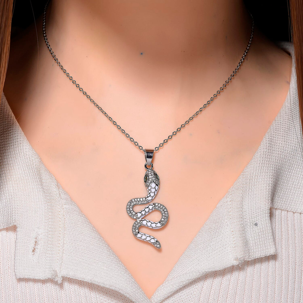 ROMA DESIGNER OUTLET CLOSEOUT Green Cubic Zirconia &amp; White Cubic Zirconia Pendant with Chain (Size 20 Ext) with Enameled 4396040 2