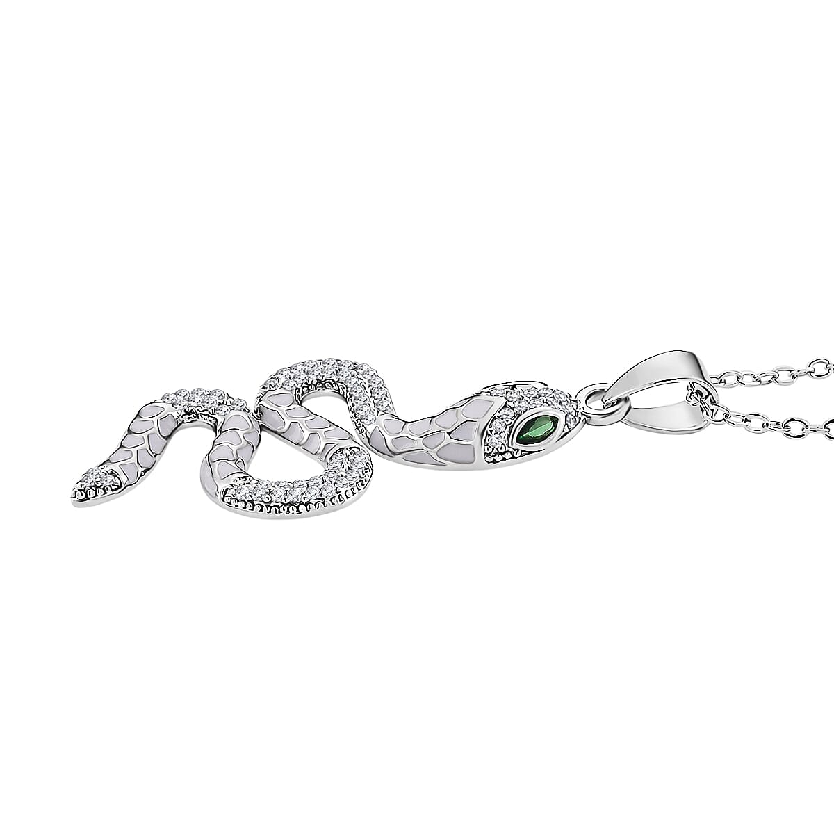 ROMA DESIGNER OUTLET CLOSEOUT Green Cubic Zirconia &amp; White Cubic Zirconia Pendant with Chain (Size 20 Ext) with Enameled 4396040 3