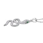 ROMA DESIGNER OUTLET CLOSEOUT Green Cubic Zirconia & White Cubic Zirconia Pendant with Chain (Size 20 Ext) with Enameled
