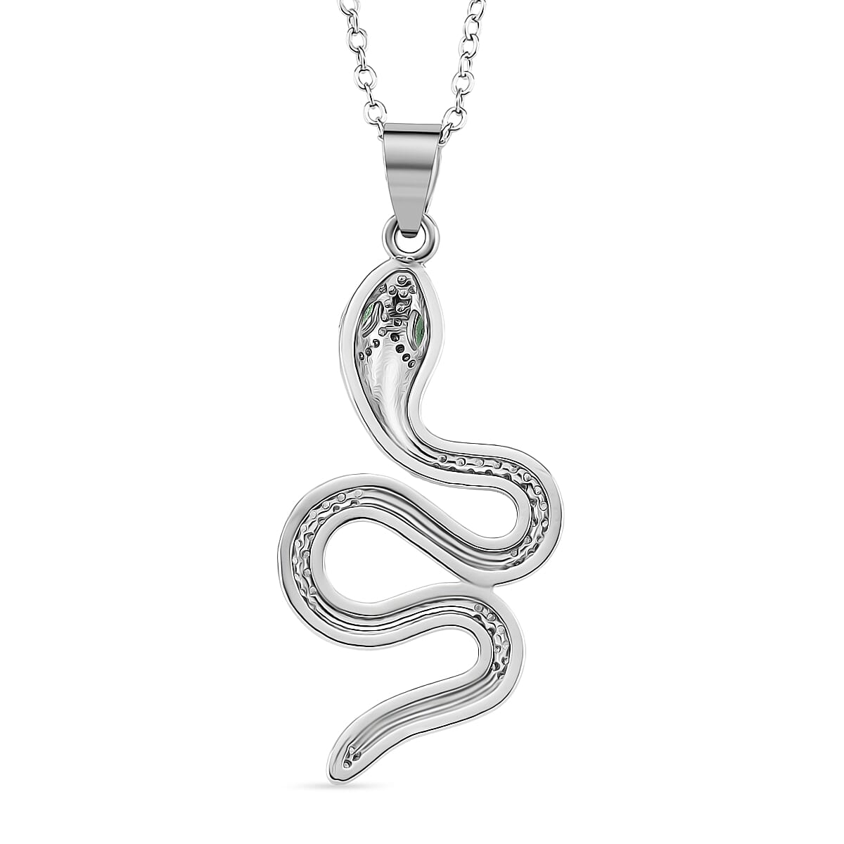 ROMA DESIGNER OUTLET CLOSEOUT Green Cubic Zirconia &amp; White Cubic Zirconia Pendant with Chain (Size 20 Ext) with Enameled 4396040 4