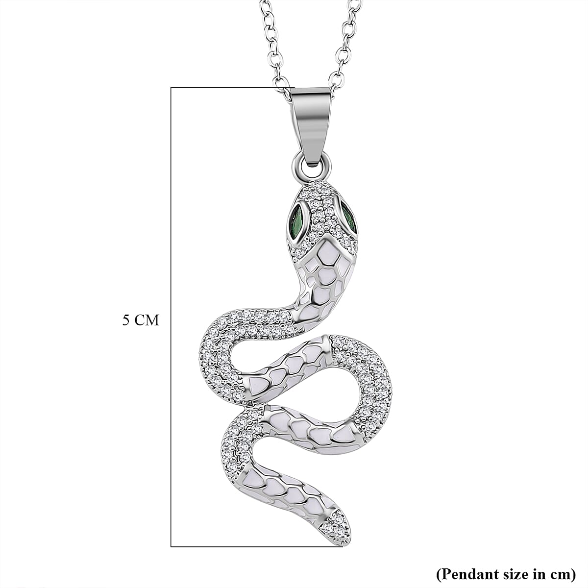 ROMA DESIGNER OUTLET CLOSEOUT Green Cubic Zirconia &amp; White Cubic Zirconia Pendant with Chain (Size 20 Ext) with Enameled 4396040 6
