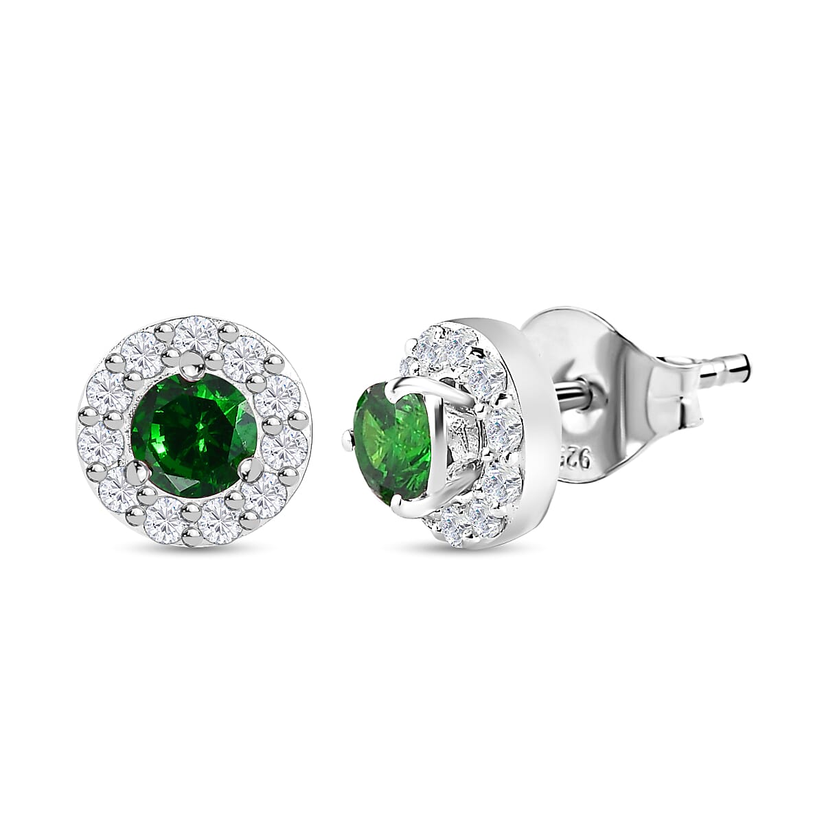 Chrome Cubic Zirconia and White Cubic Zirconia Halo Stud Earrings in Sterling Silver 7569530 5