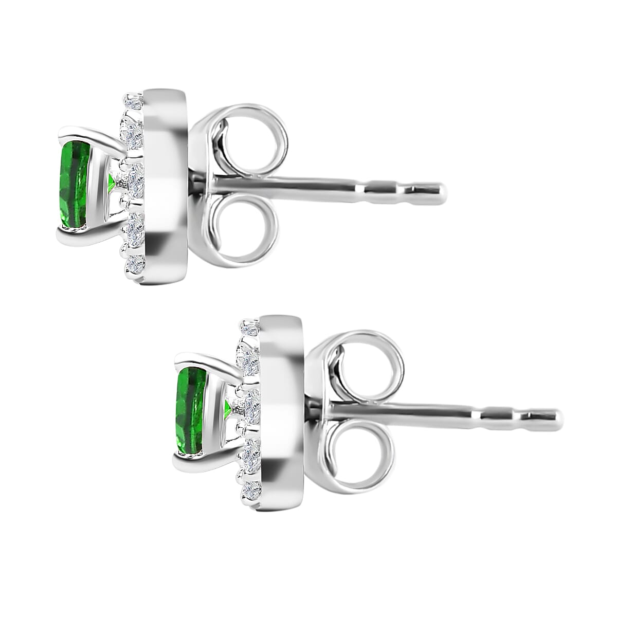 Chrome Cubic Zirconia and White Cubic Zirconia Halo Stud Earrings in Sterling Silver 7569530 6