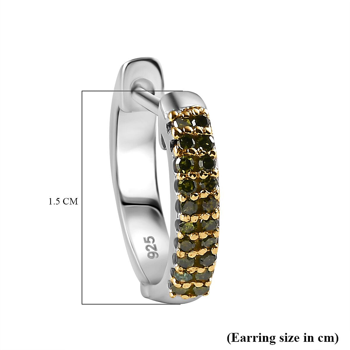 Green Diamond Full Hoop Earring in Rhodium Plated Sterling Silver 7823169 6