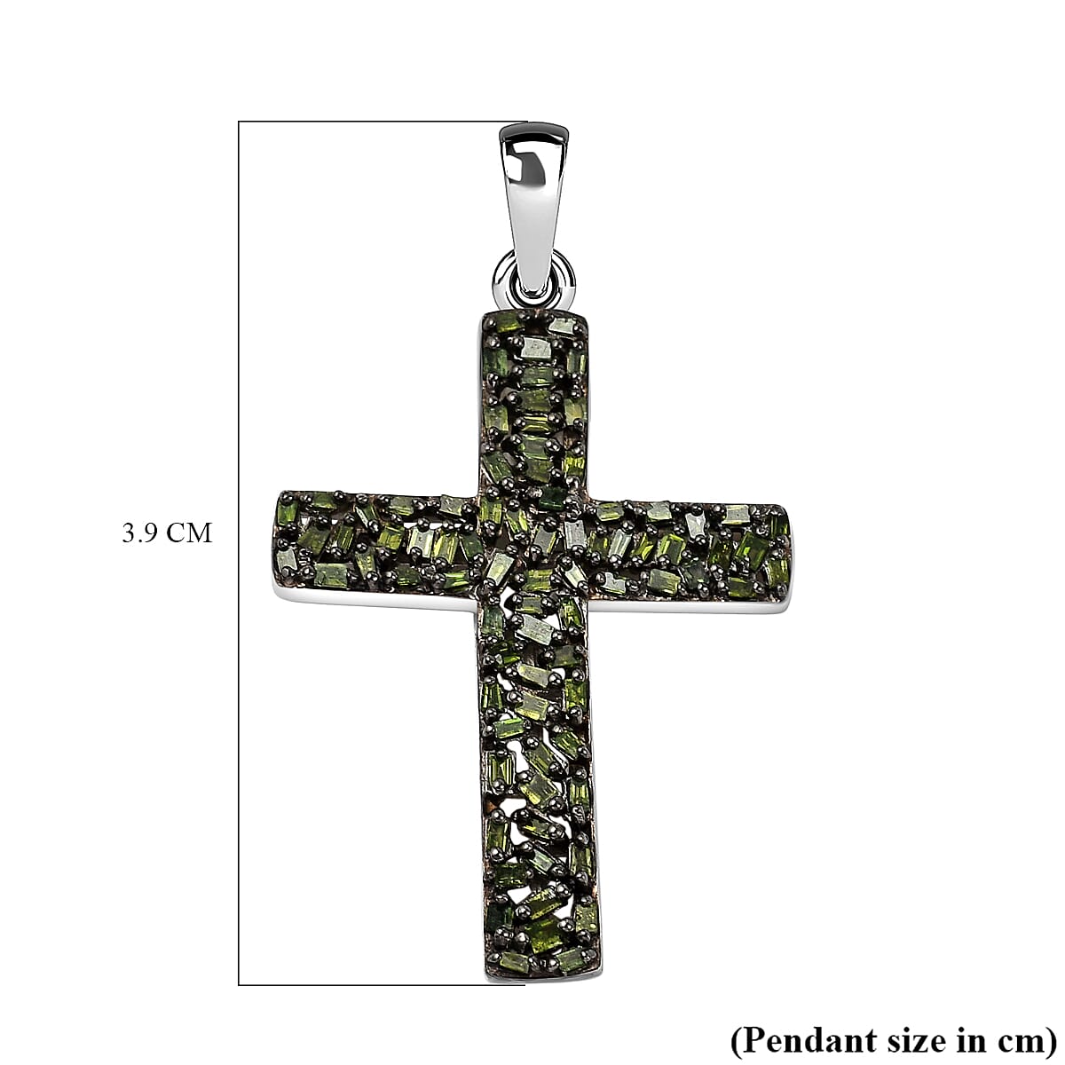 Green Diamond Cross Pendant in Platinum Overlay Sterling Silver 0.33 ct 7652229 4