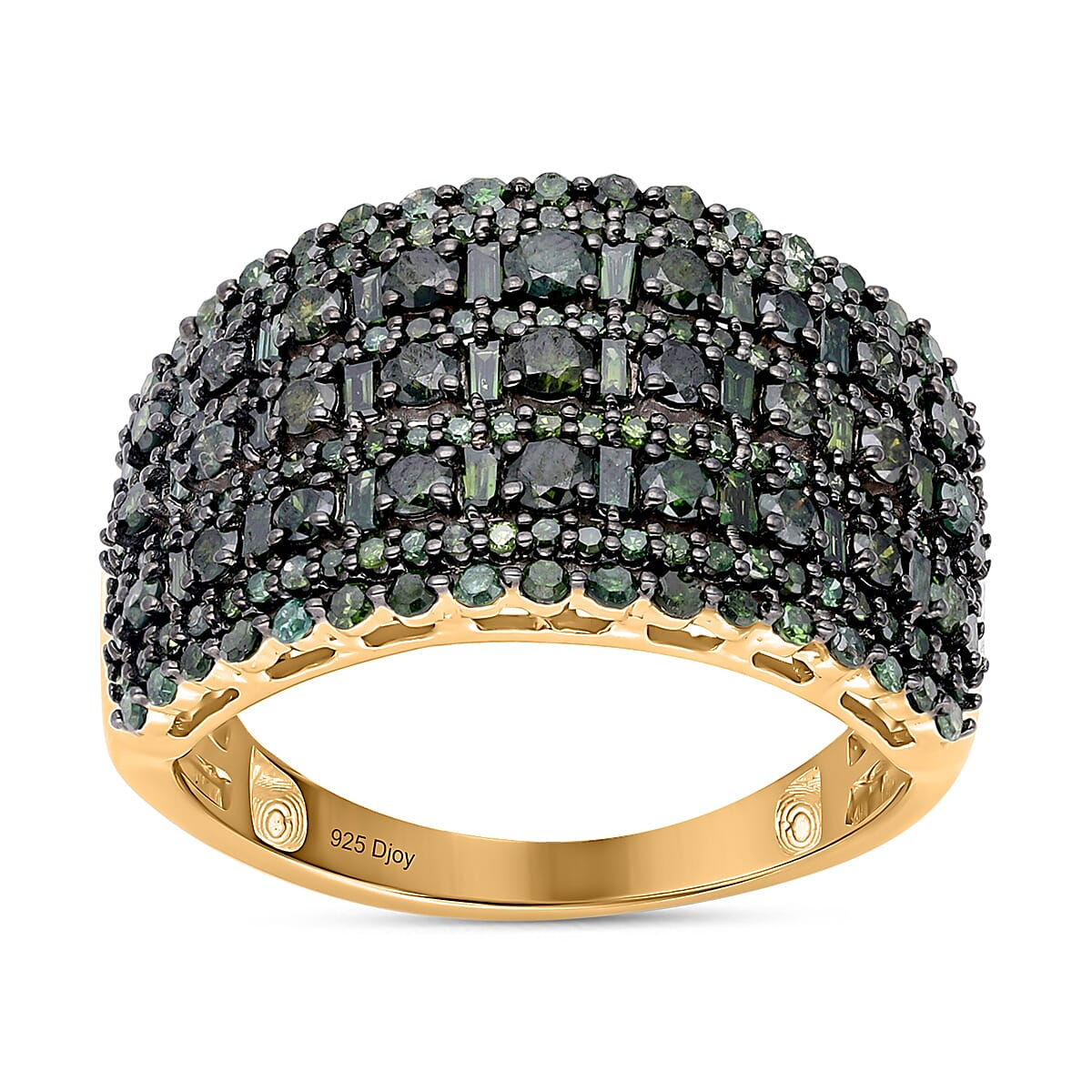 Green Diamond Ring in 18K Vermeil Yellow Gold Plated Sterling Silver 1.98 Ct, Silver Wt. 5.58 Gms. 7561452 0