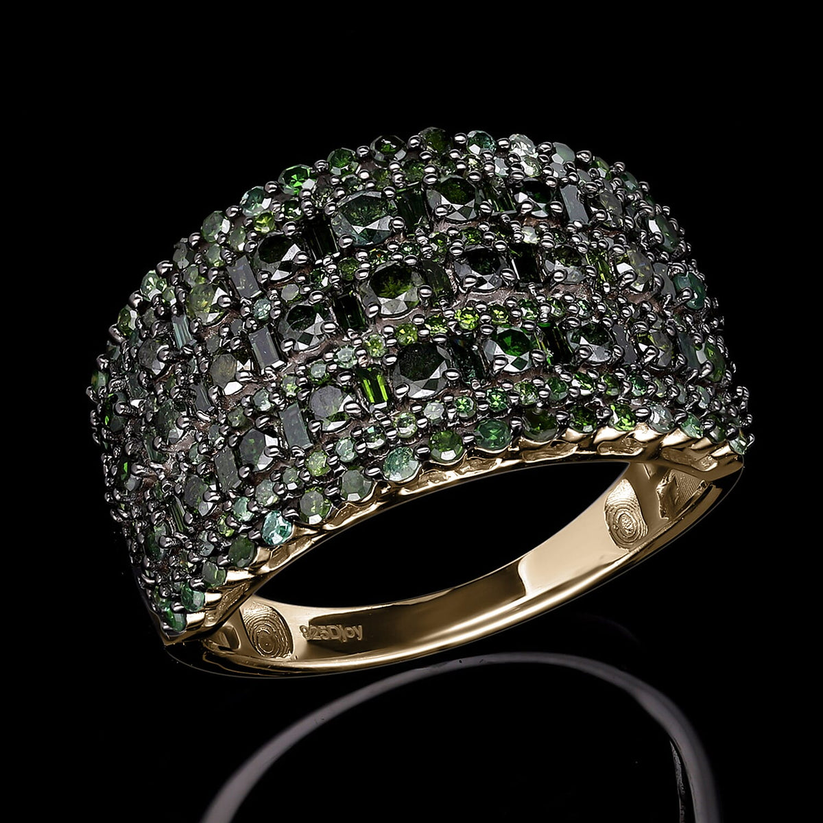 Green Diamond Ring in 18K Vermeil Yellow Gold Plated Sterling Silver 1.98 Ct, Silver Wt. 5.58 Gms. 7561452 1