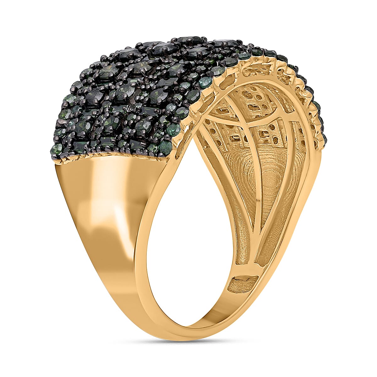 Green Diamond Ring in 18K Vermeil Yellow Gold Plated Sterling Silver 1.98 Ct, Silver Wt. 5.58 Gms. 7561452 3