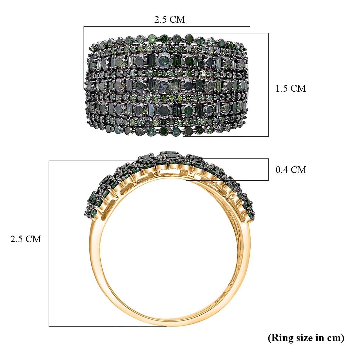 Green Diamond Ring in 18K Vermeil Yellow Gold Plated Sterling Silver 1.98 Ct, Silver Wt. 5.58 Gms. 7561452 5