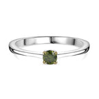 Green Diamond Solitaire Ring in Rhodium Overlay Sterling Silver