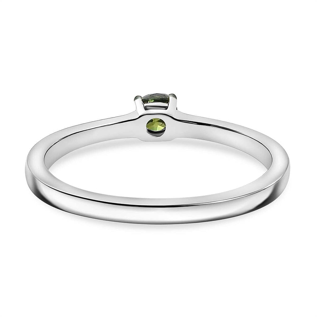 Green Diamond Solitaire Ring in Rhodium Overlay Sterling Silver
