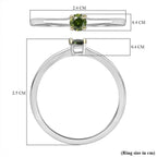 Green Diamond Solitaire Ring in Rhodium Overlay Sterling Silver