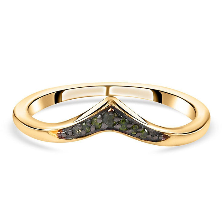Green Diamond Wishbone Ring in Sterling Silver with 18K Vermeil Yellow Gold 7365526 1